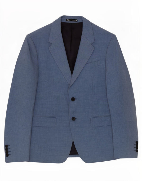 Zara Mens 2 Button Blazer Jacket EU 50 Medium Blue