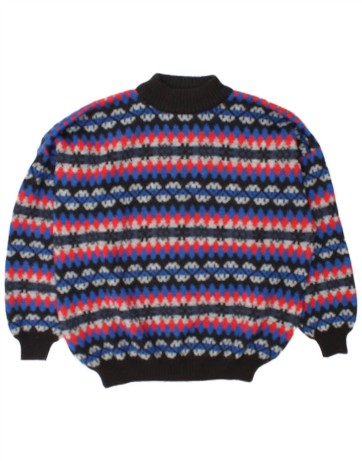 Vintage Mens Turtle Neck Jumper Sweater 2XL Multicoloured Fair Isle