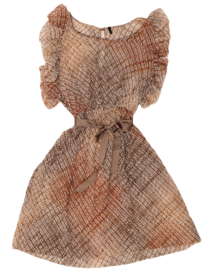 BENETTON Womens Batwing A-Line Dress UK 12 Medium Beige Check