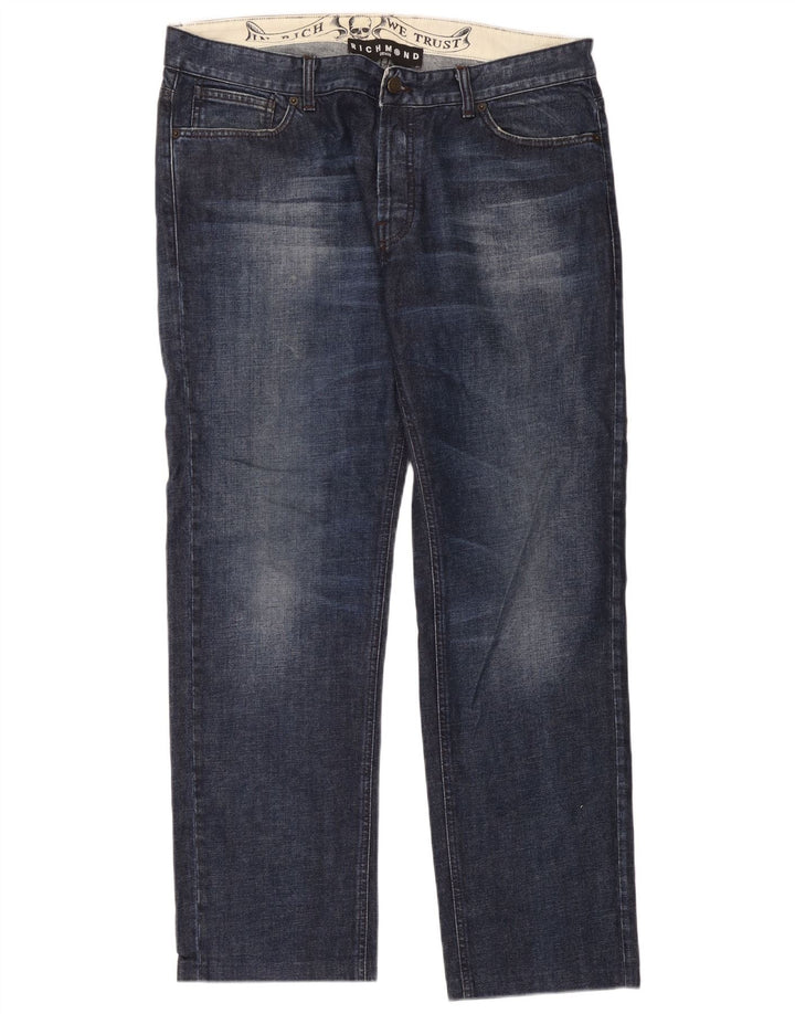Richmond Mens Straight Jeans W38 L30 Navy Blue