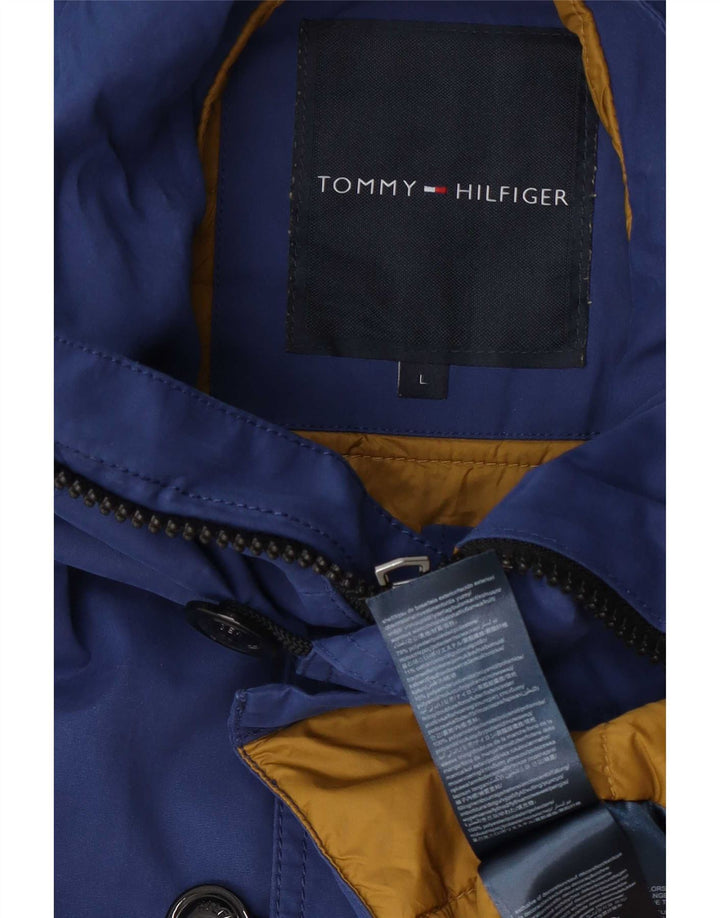 Tommy Hilfiger Mens Hooded Parka Jacket UK 40 Large Blue Polyester