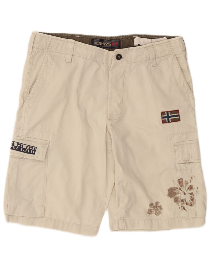 NAPAPIJRI Mens Cargo Shorts W34 Large  White Floral Cotton