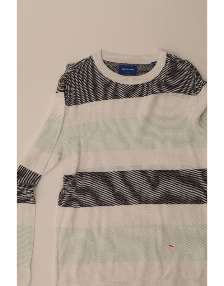 JACK & JONES Mens Crew Neck Jumper Sweater Small Multicoloured Striped Vintage Jack & Jones and Second-Hand Jack & Jones from Messina Hembry 