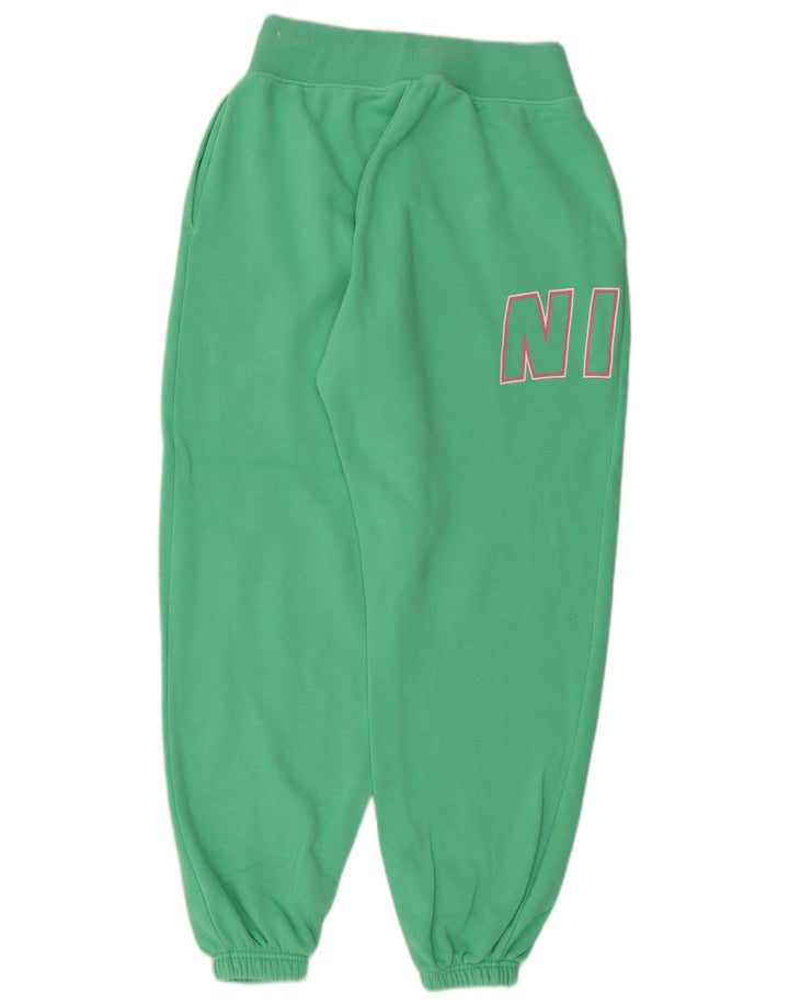 NIKE Womens Graphic Tracksuit Trousers Joggers UK 10 Small Green Cotton