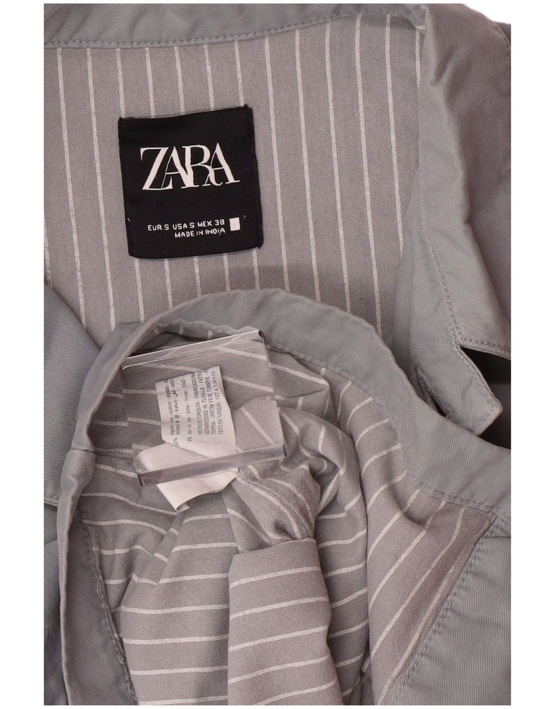 ZARA Mens Bomber Jacket UK 36 Small Grey Cotton