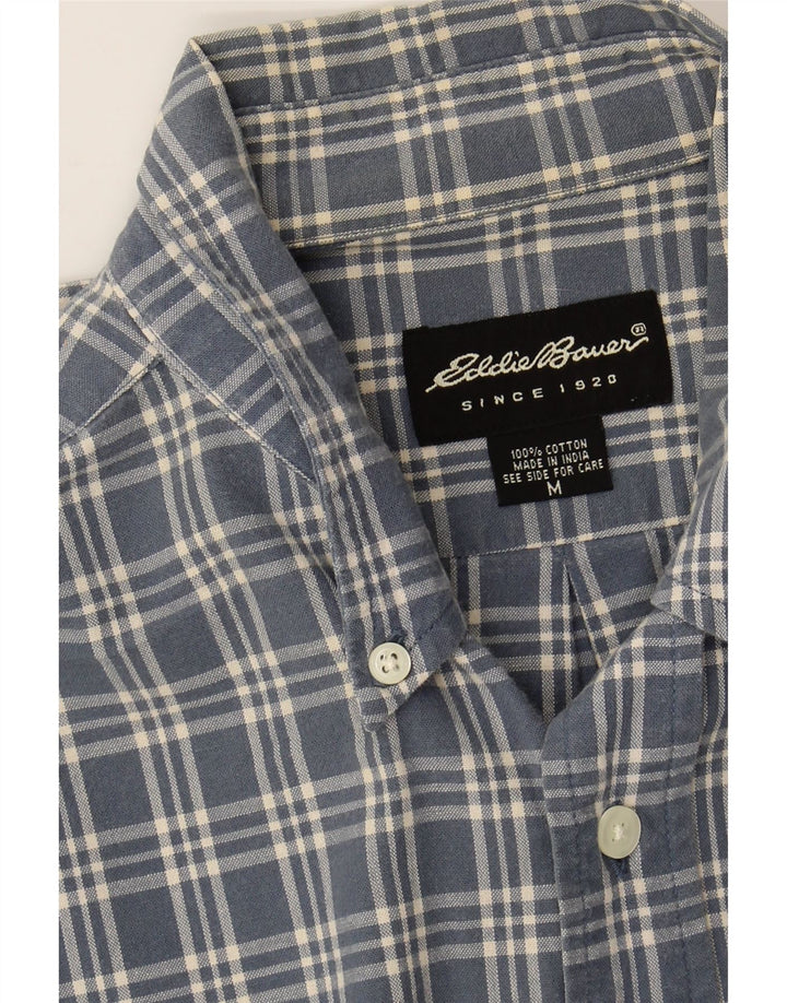 EDDIE BAUER Mens Flannel Shirt Medium Blue Check Cotton