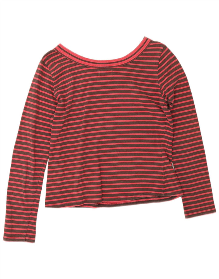 Toast Womens Lash Top Long Sleeve UK 12 Medium Brown Striped Cotton