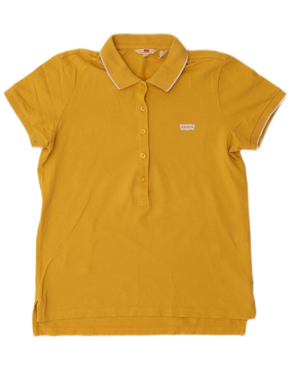 LEVI'S Womens Polo Shirt Small Yellow Cotton