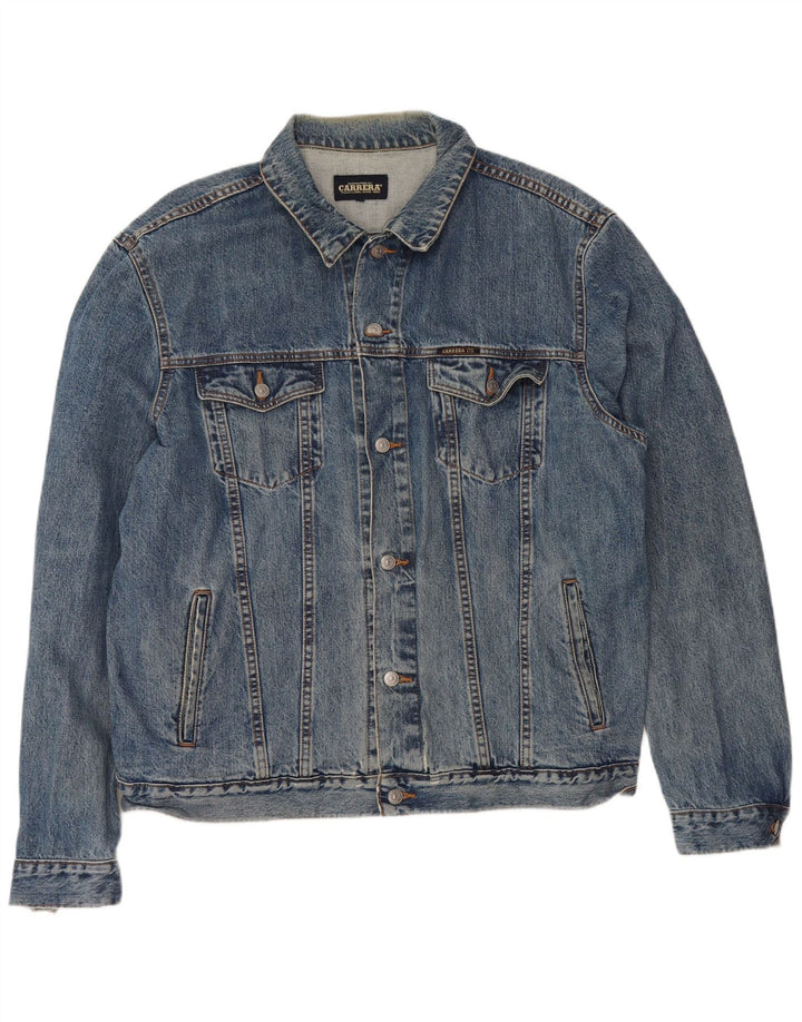 Carrera Mens Denim Jacket UK 44 2XL Blue Cotton