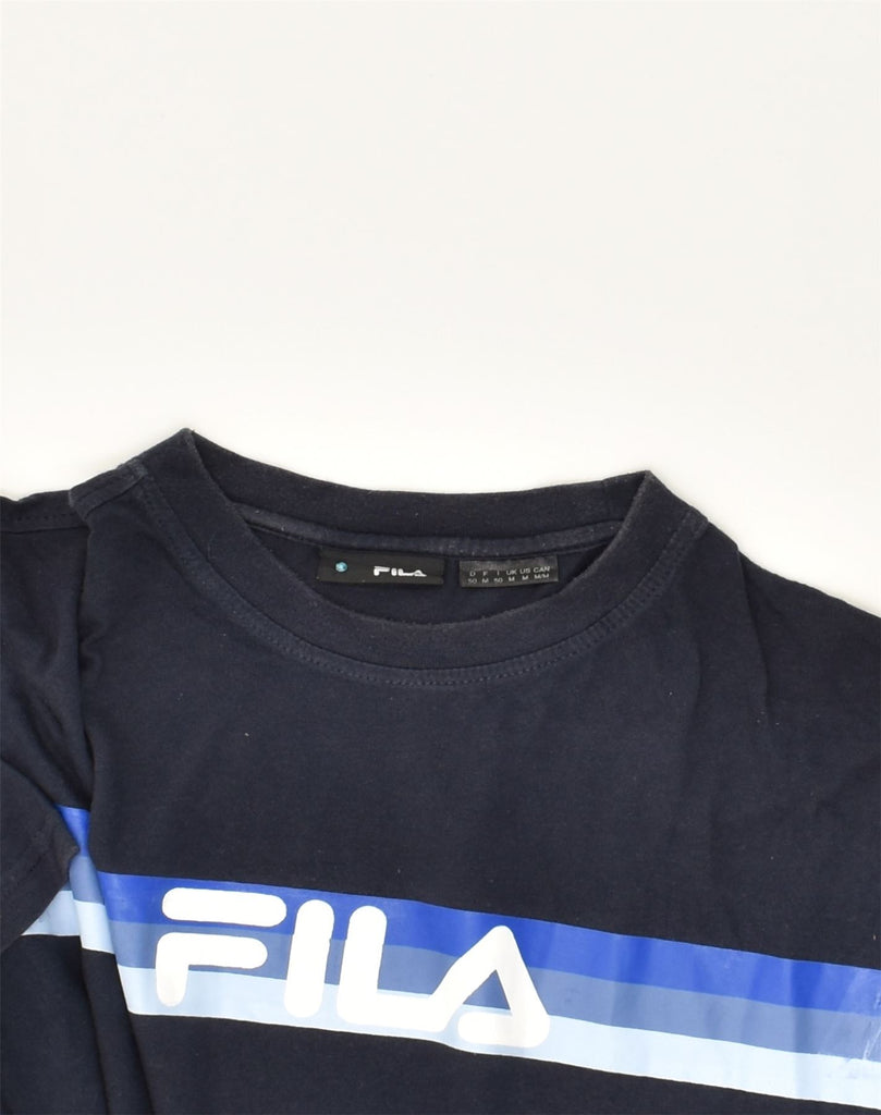 FILA Mens Graphic T-Shirt Top Medium Navy Blue Cotton | Vintage Fila | Thrift | Second-Hand Fila | Used Clothing | Messina Hembry 