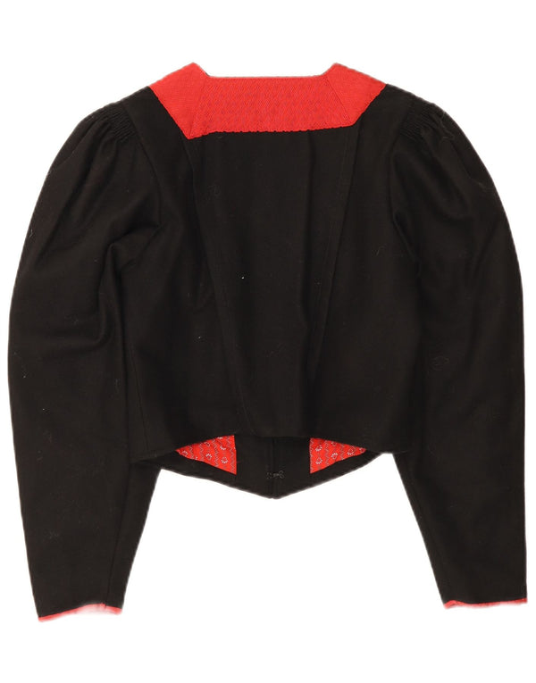 Vintage Womens Trachten Bolero Jacket EU 38 Medium Black Colourblock