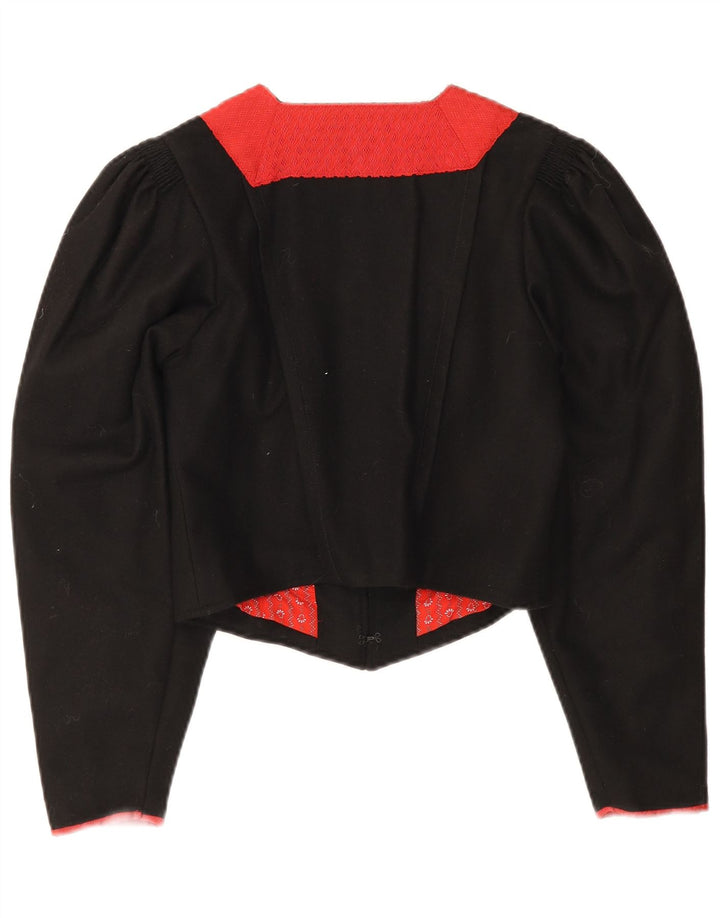Vintage Womens Trachten Bolero Jacket EU 38 Medium Black Colourblock