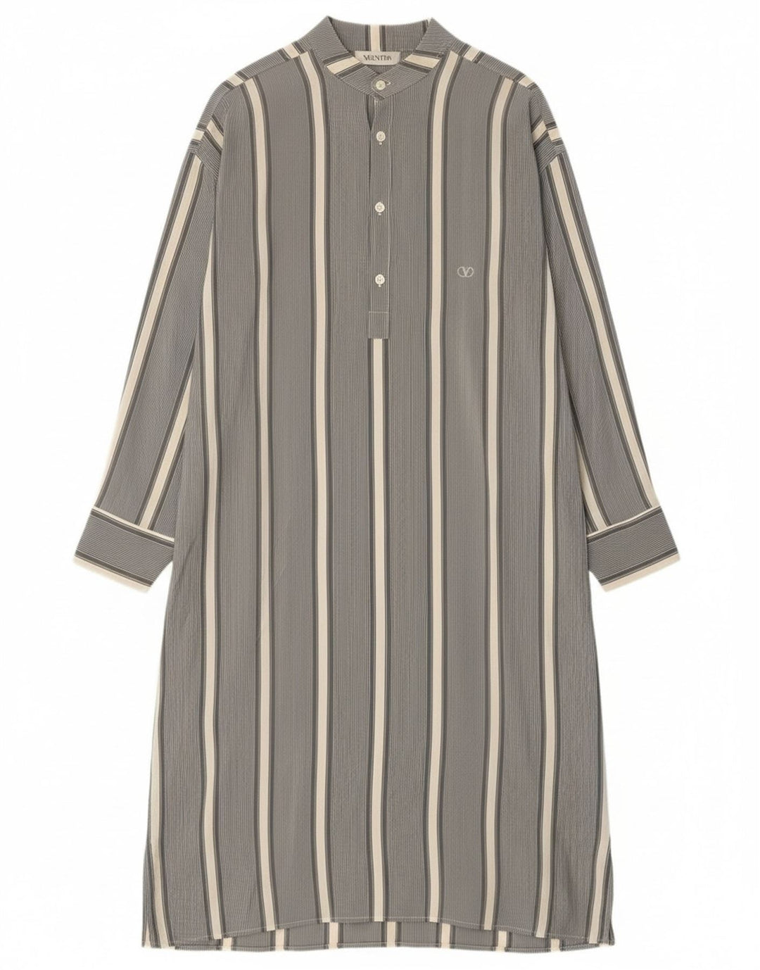 Valentino Womens Long Sleeve Pullover Shirt Dress IT 52 2XL Grey Striped