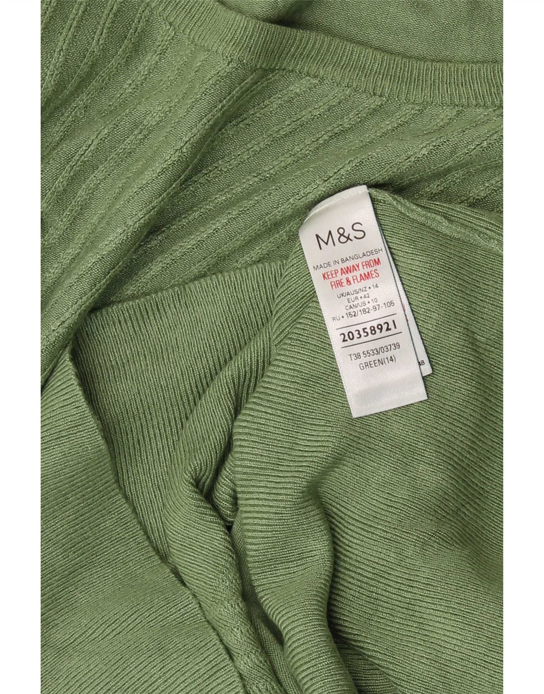 Marks & Spencer Womens Crop Boat Neck Jumper Sweater UK 14 Medium Green