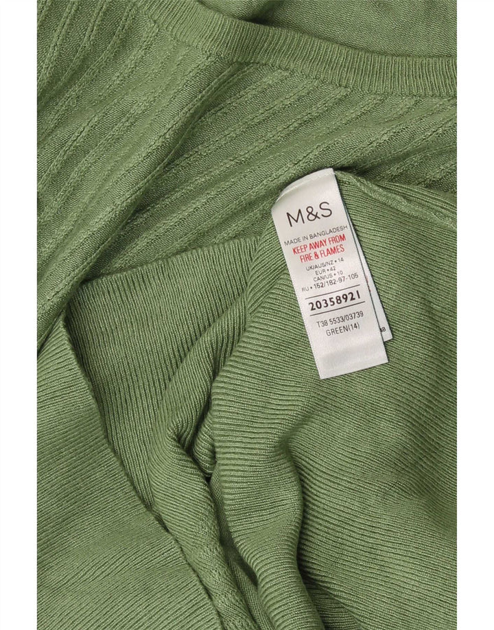 Marks & Spencer Womens Crop Boat Neck Jumper Sweater UK 14 Medium Green