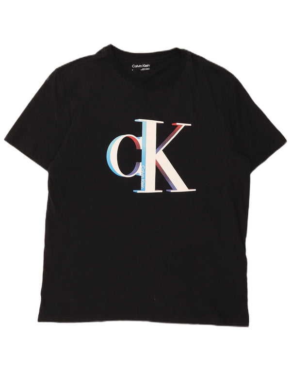 Calvin Klein Mens Graphic T-Shirt Top Medium Black Cotton