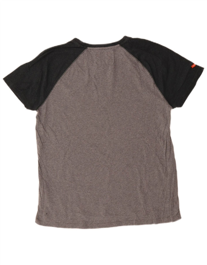 Superdry Mens T-Shirt Top 2XL Grey Colourblock Cotton