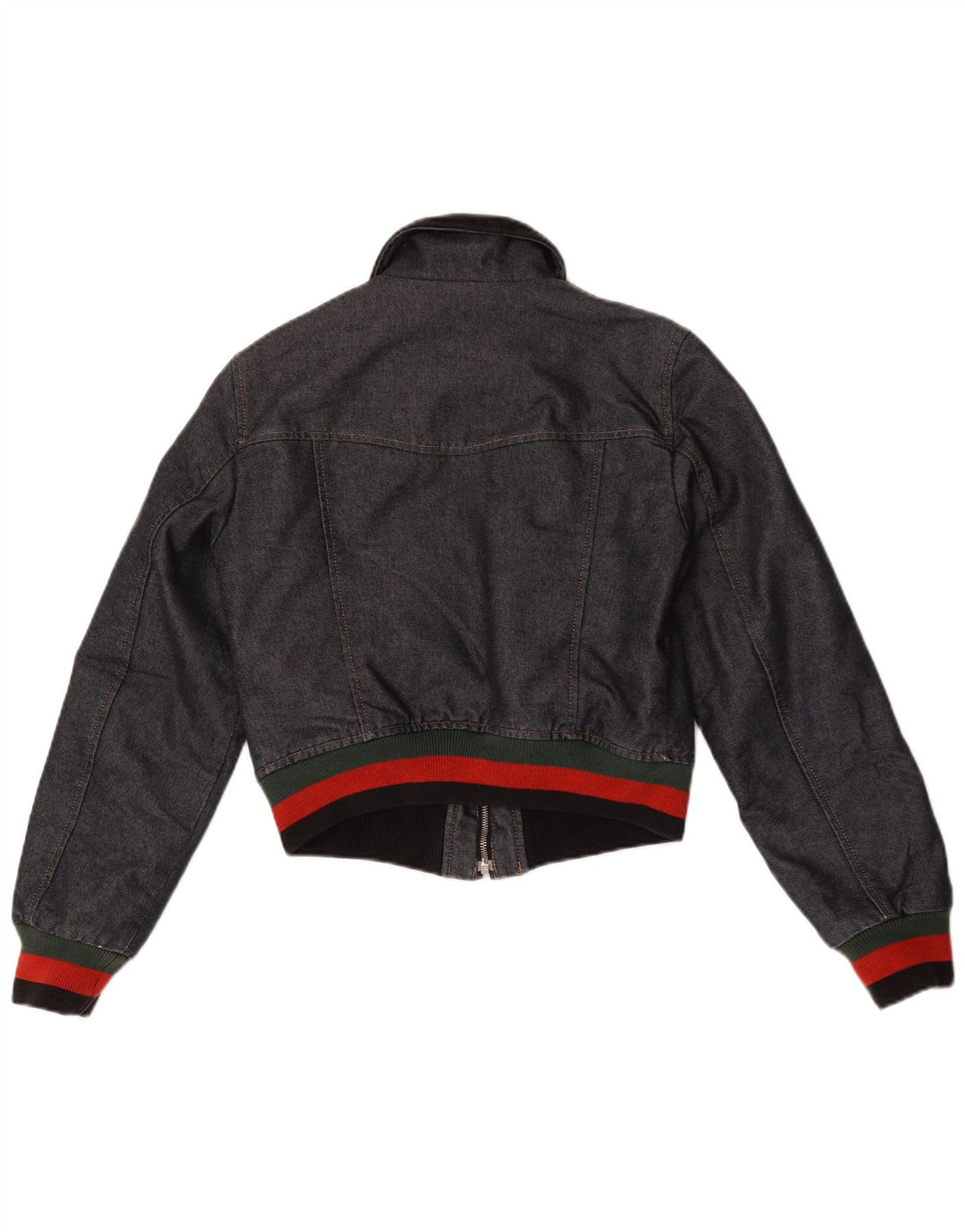 Benetton Boys Denim Windbreaker Jacket 10-11 Years Navy Blue Colourblock