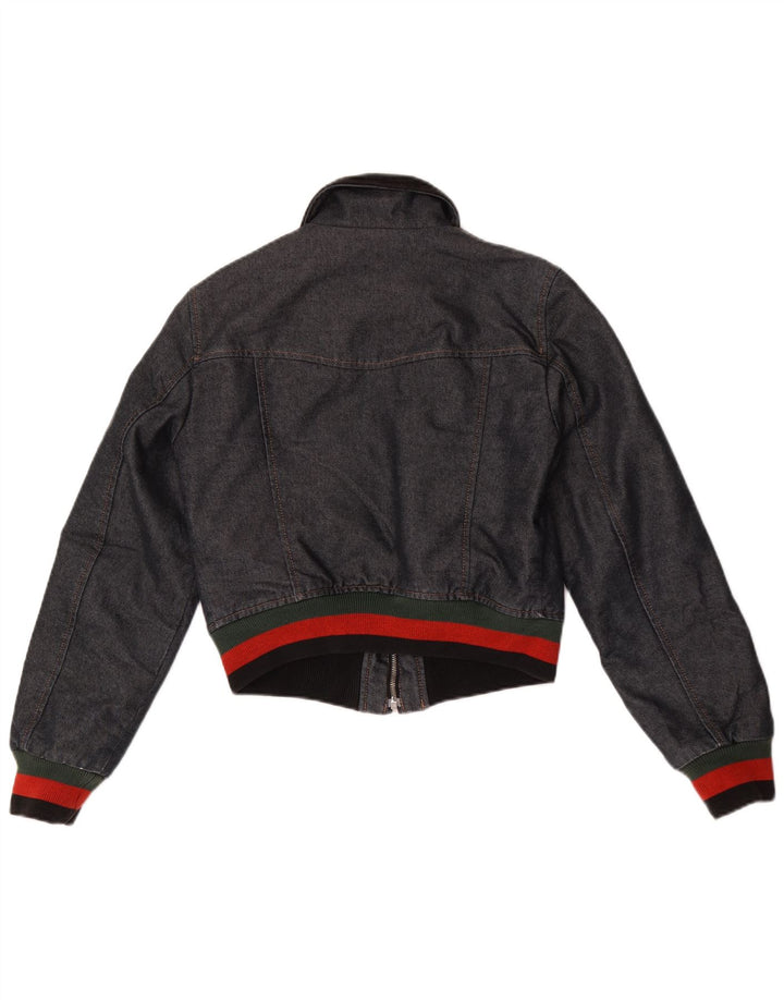 Benetton Boys Denim Windbreaker Jacket 10-11 Years Navy Blue Colourblock