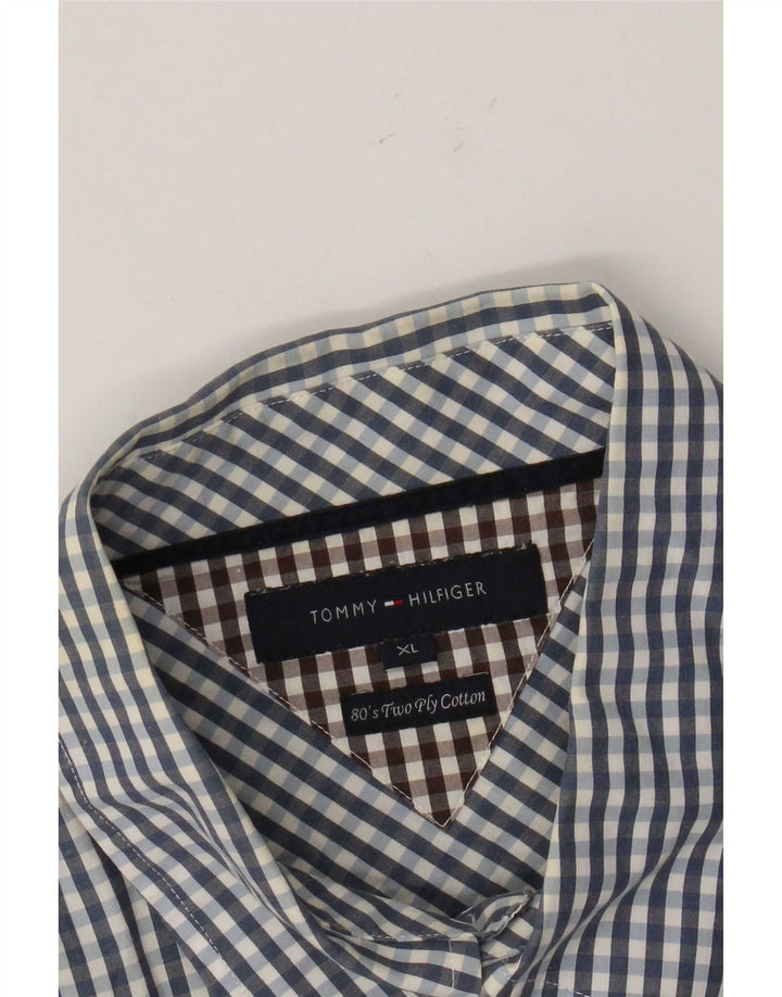 Tommy Hilfiger Mens Shirt XL Blue Gingham Cotton