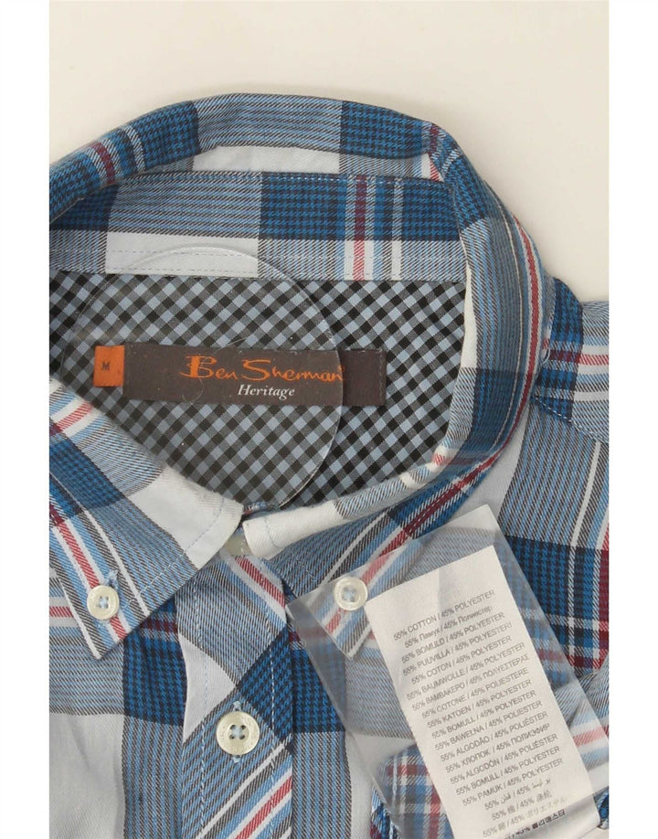 Ben Sherman Mens Shirt Medium Blue Check Cotton