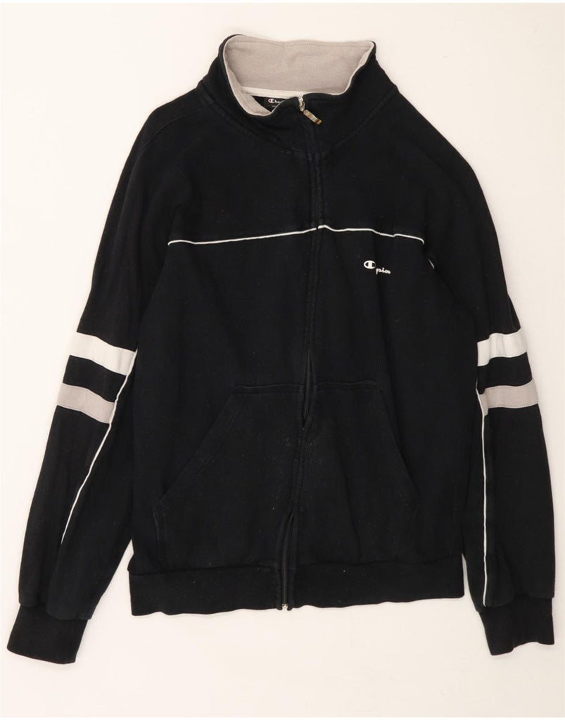 CHAMPION Womens Tracksuit Top Jacket UK 14 Medium Black Colourblock Cotton Vintage Champion and Second-Hand Champion from Messina Hembry 
