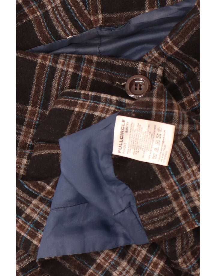 Vintage Womens Bomber Jacket UK 10 Small Brown Plaid Wool