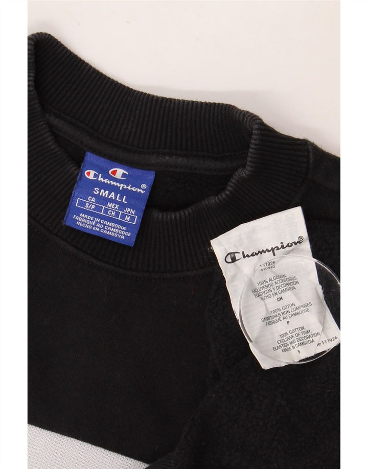 CHAMPION Womens Graphic Sweatshirt Jumper UK 10 Small Black Colourblock