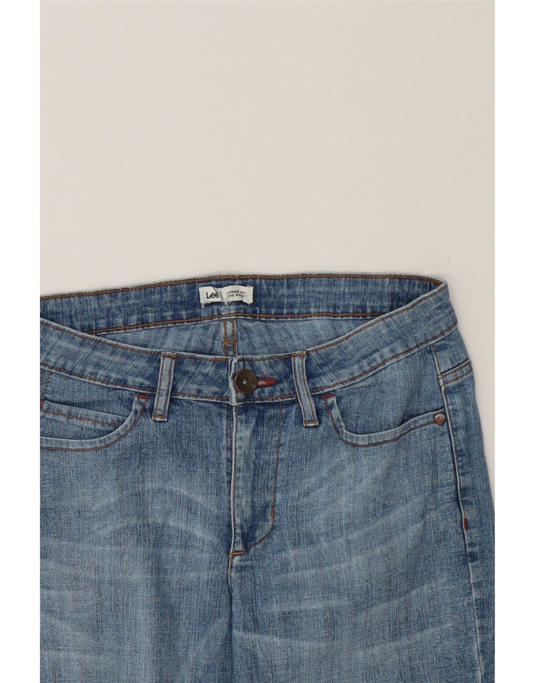 LEE Womens Low Waist Bermuda Denim Shorts US 6 Medium W30 Blue Cotton Vintage Lee and Second-Hand Lee from Messina Hembry 