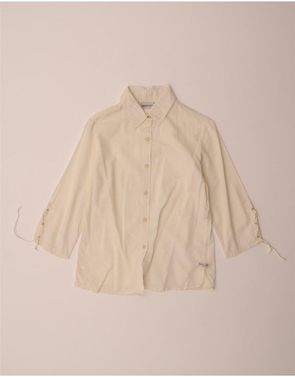 Murphy & Nye Womens 3/4 Sleeve Shirt Medium Off White Cotton