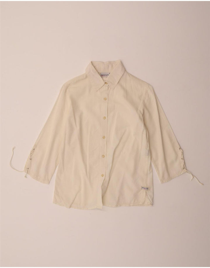 Murphy & Nye Womens 3/4 Sleeve Shirt Medium Off White Cotton