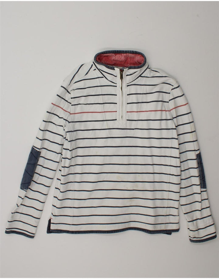 Fat Face Mens Zip Neck Sweatshirt Jumper Large White Striped Cotton