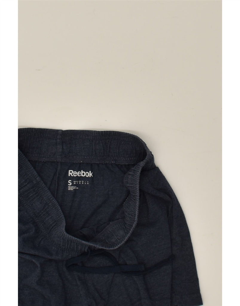 REEBOK Womens Sport Shorts UK 8 Small Navy Blue Cotton | Vintage Reebok | Thrift | Second-Hand Reebok | Used Clothing | Messina Hembry 