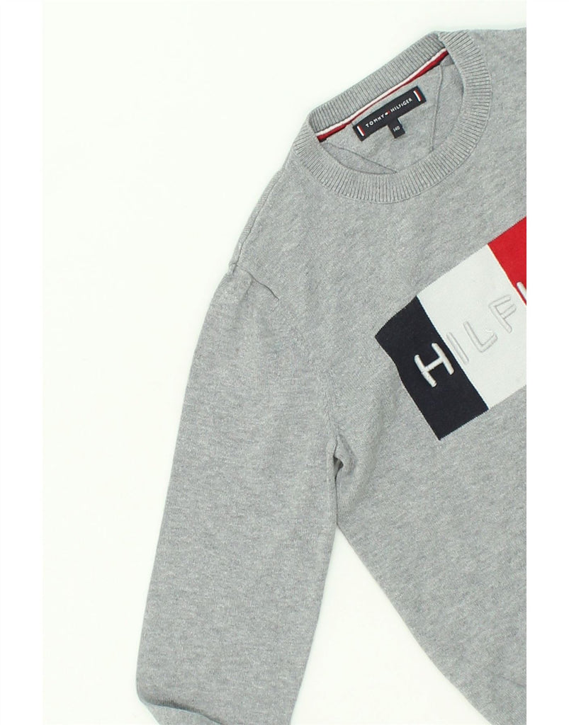 TOMMY HILFIGER Boys Graphic Sweatshirt Jumper 9-10 Years Grey | Vintage Tommy Hilfiger | Thrift | Second-Hand Tommy Hilfiger | Used Clothing | Messina Hembry 