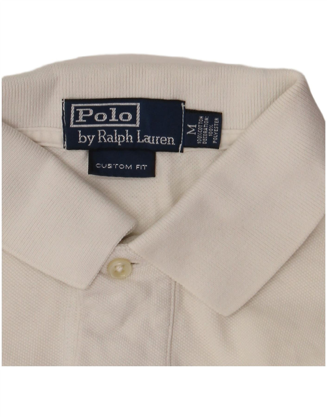 Polo Ralph Lauren Mens Graphic Custom Fit Polo Shirt Medium White Cotton