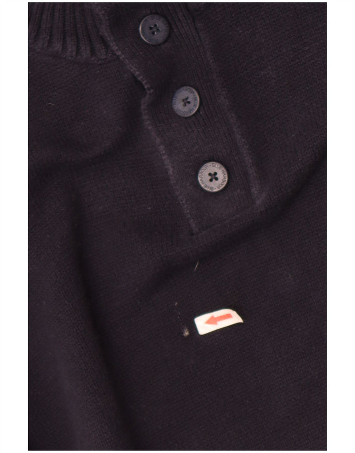 Marks & Spencer Mens Button Neck Jumper Sweater Large Navy Blue