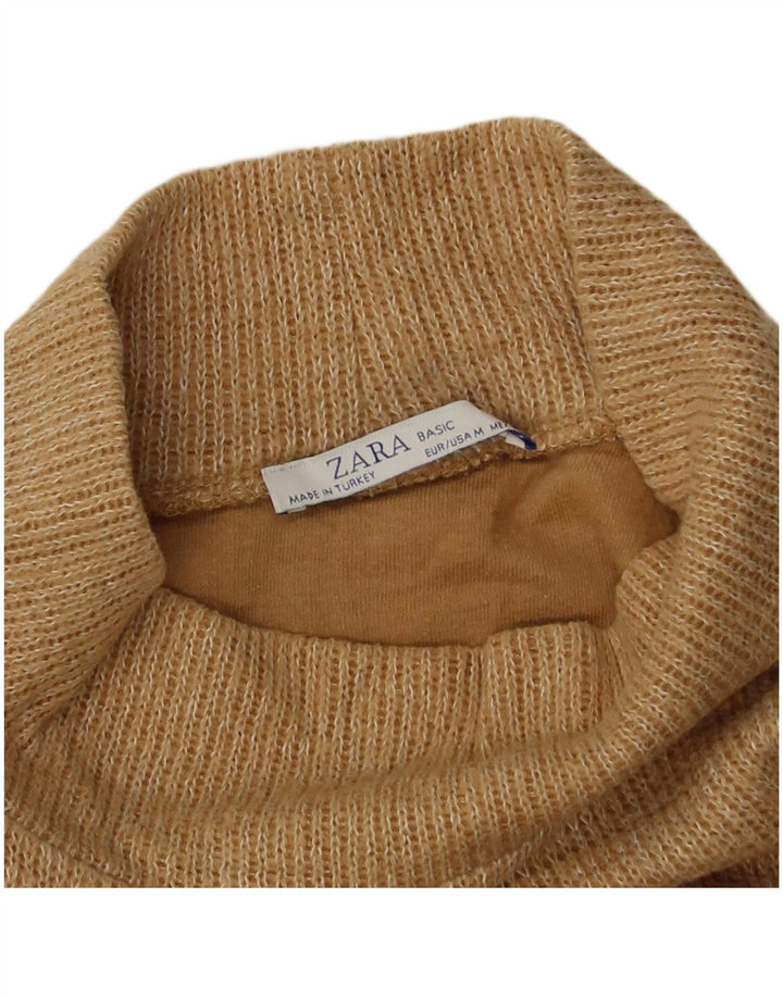 Zara Womens Crop Oversized Top Long Sleeve UK 14 Medium Beige