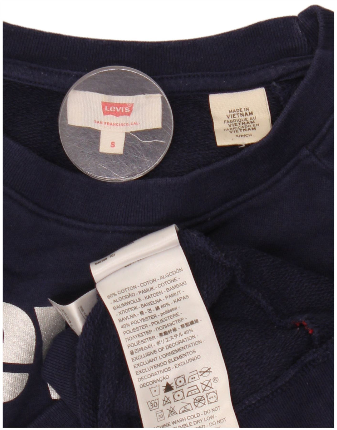 Levi's Womens Graphic Oversized Sweatshirt Jumper UK 10 Small Navy Blue