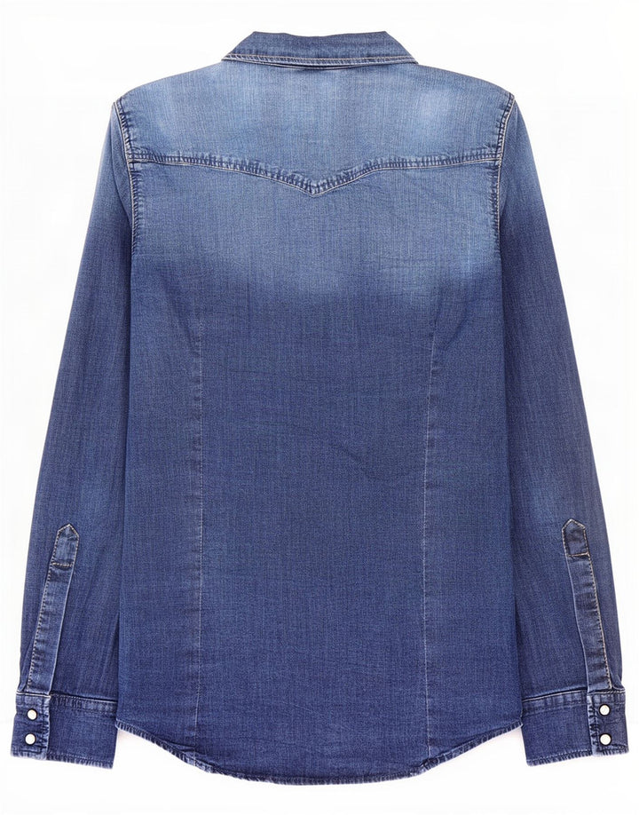 Zara Womens Denim Shirt UK 12 Medium Blue