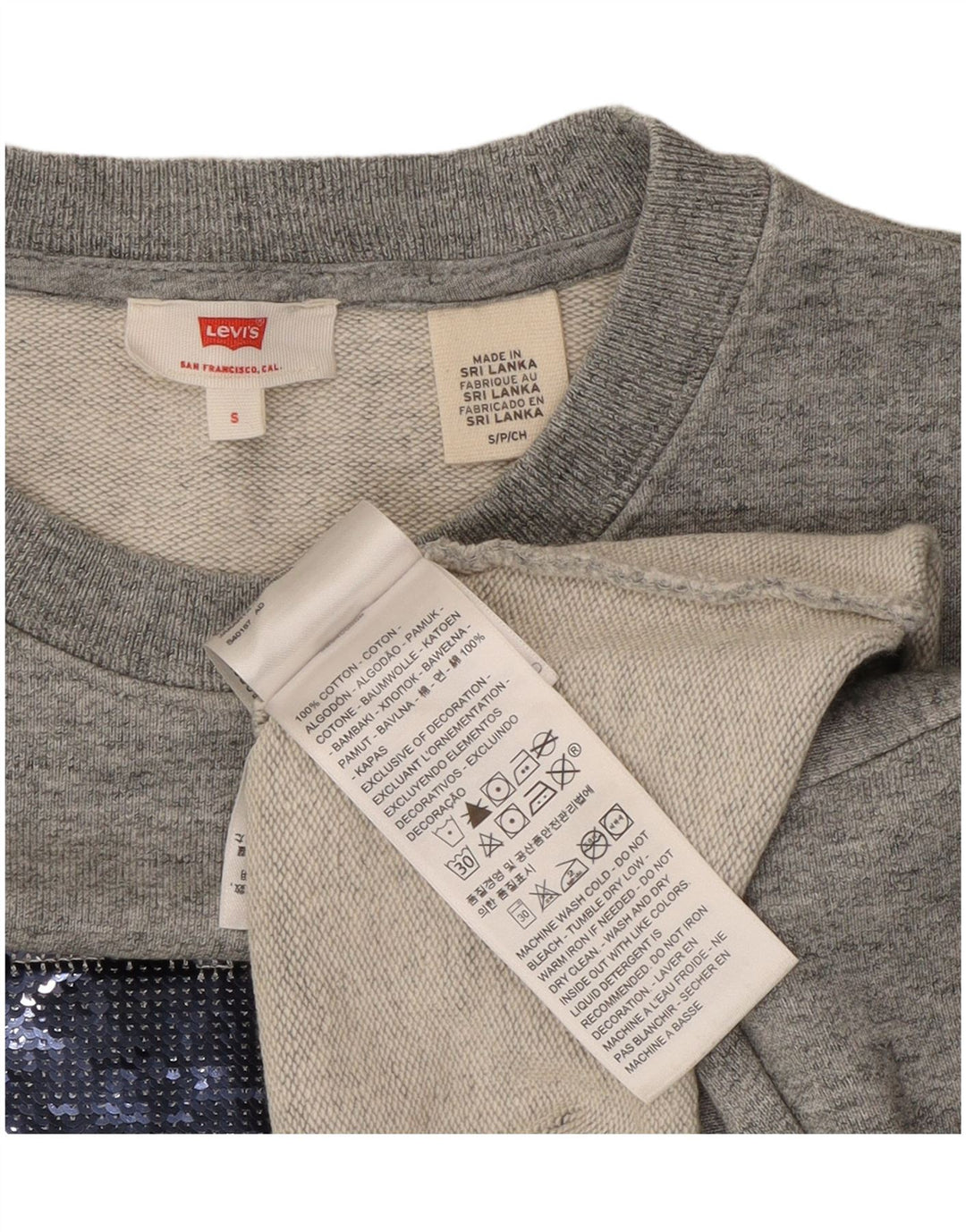 Levi's Womens Crop Oversized Sweatshirt Jumper UK 10 Small Grey Cotton