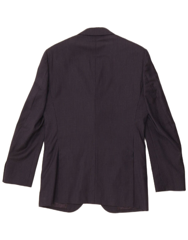 Boggi Mens 3 Button Blazer Jacket IT 46 Small Navy Blue Pinstripe Wool