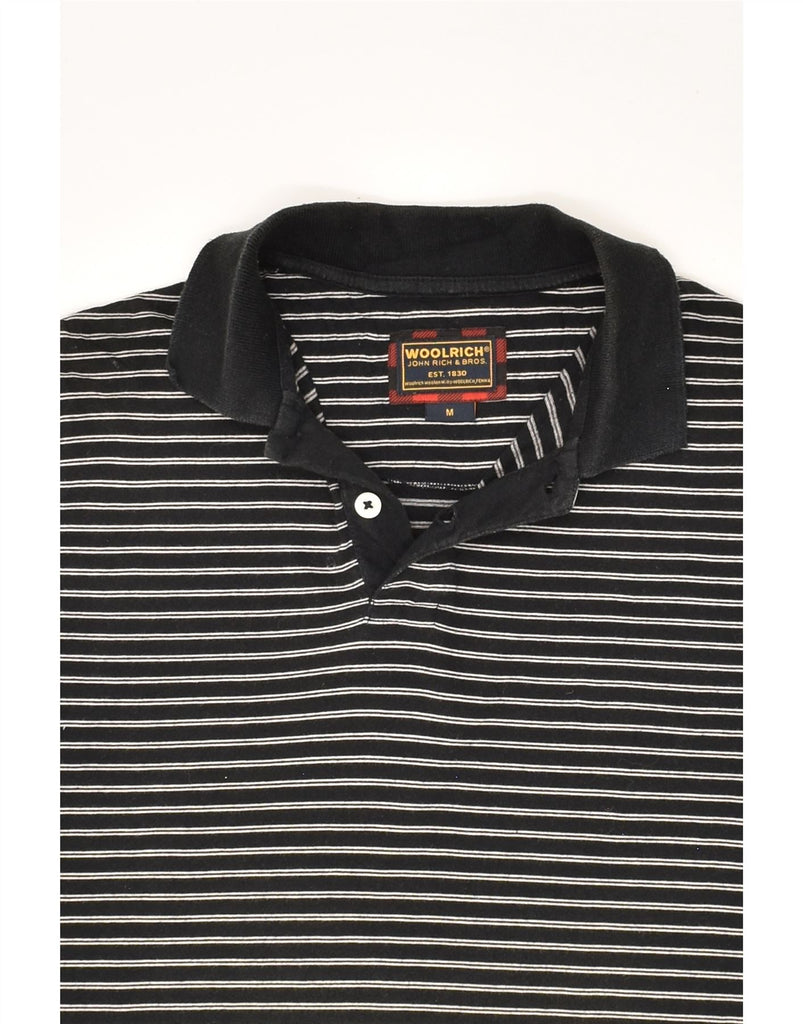 WOOLRICH Mens Polo Shirt Medium Black Striped Cotton | Vintage Woolrich | Thrift | Second-Hand Woolrich | Used Clothing | Messina Hembry 