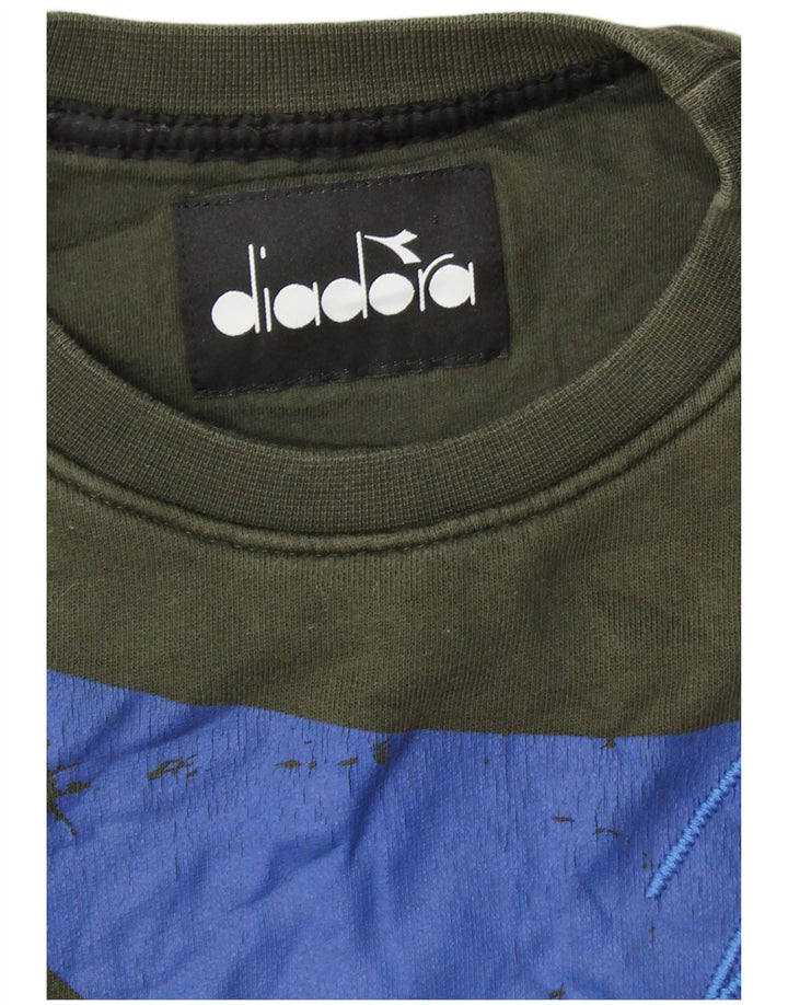DIADORA Mens Graphic Sweatshirt Jumper Small Khaki