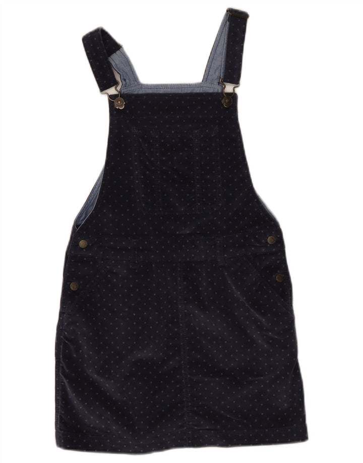 FAT FACE Girls Dungaree Skirt 10-11 Years W26 Navy Blue Spotted Cotton