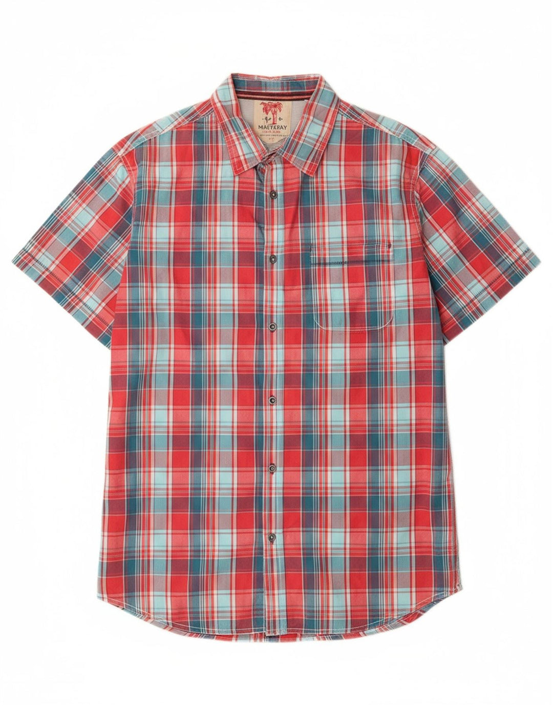 MANTARAY Mens Shirt Large Red Check Cotton