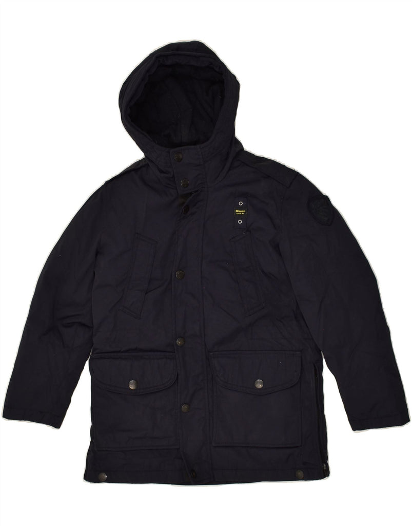 BLAUER Boys Hooded Windbreaker Coat 9-10 Years Navy Blue Polyester | Vintage Blauer | Thrift | Second-Hand Blauer | Used Clothing | Messina Hembry 