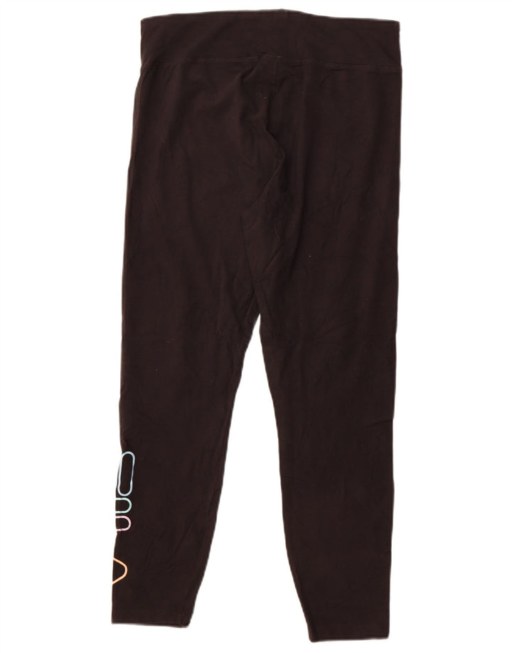 Fila Womens Graphic Crop Leggings UK 14 Large Black Cotton
