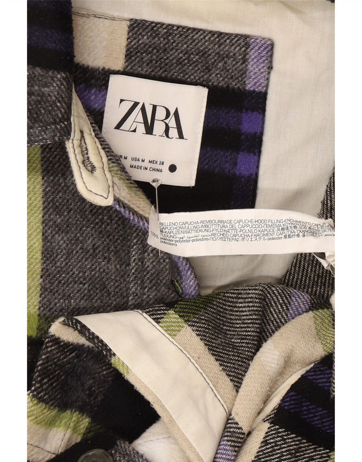 Zara Womens Oversized Long Sleeve Shirt Dress UK 14 Medium Multicoloured