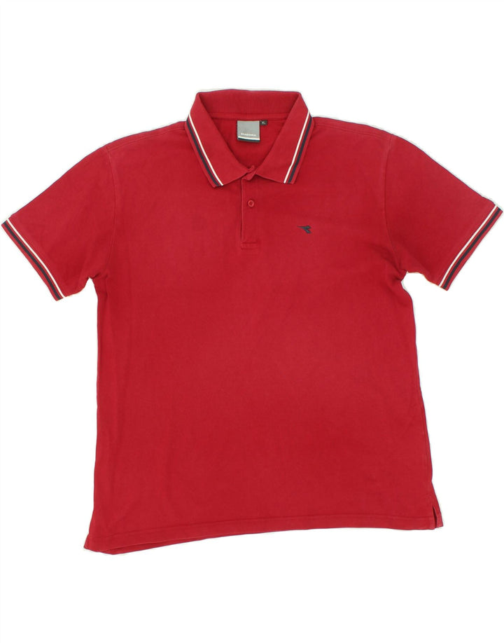 DIADORA Mens Polo Shirt XL Red Cotton Vintage Diadora and Second-Hand Diadora from Messina Hembry 
