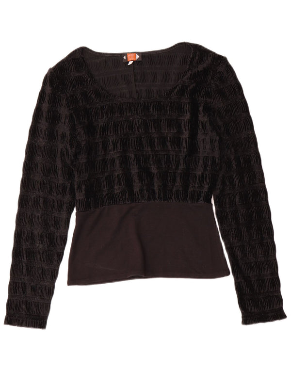 Vintage Womens Blouse Top UK 10 Small Black